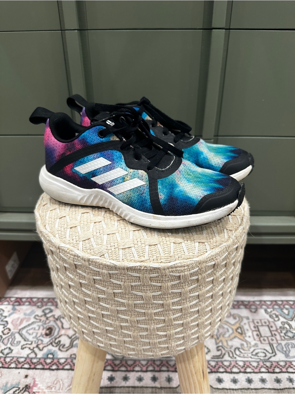 adidas Kids Tie-Dye Blue and Pink Sneakers